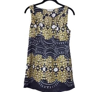 CAbi silk babydoll top, green/black, Baroque, statement, boho luxe, maximalism